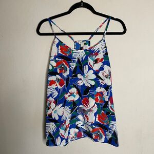 J crew hawaiian tank top size 10 blue red floral strappy